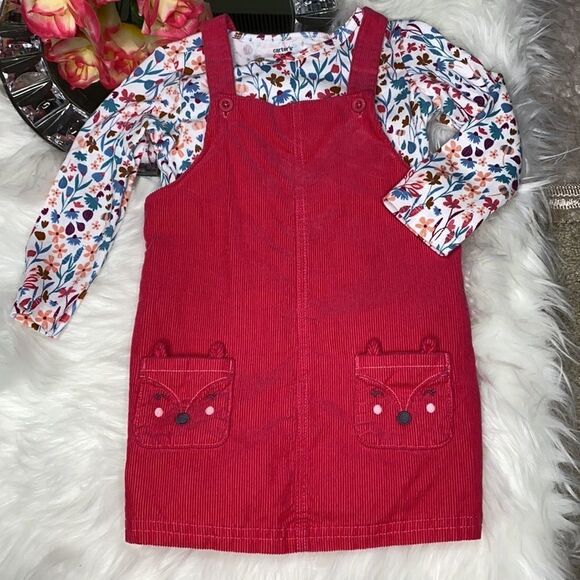 Carter’s Corduroy Overall Dress W Floral Top 24M - Picture 2 of 7